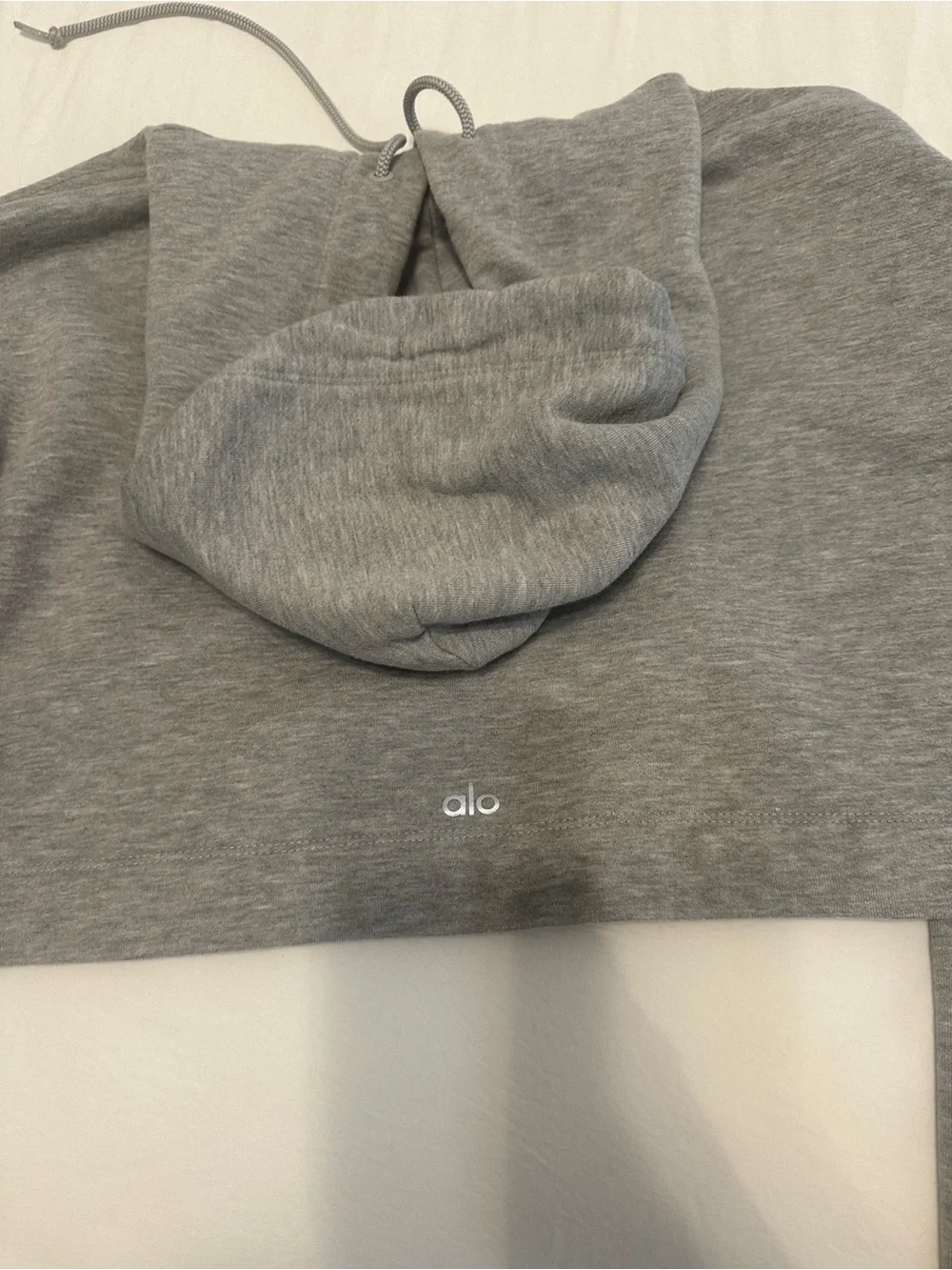 Alo Yoga Gray Cropped Pullover Hoodie Size Small S Oversized Sweatshirt